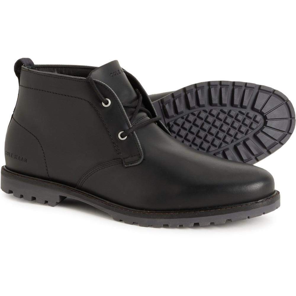 NEW Cole Haan Midland Lug Chukka Boots Men  9.5 M Leather Black Ankle Waterproof